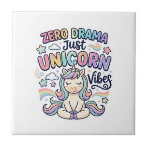 Carreau Licorne Zéro Drame Juste Licorne Vibes Gras Typogr