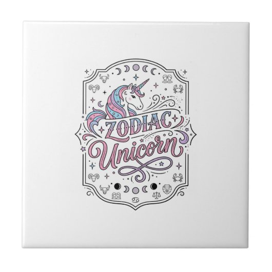 Carreau Licorne Zodiaque Licorne Conception De Cadeau Ludi (Devant)