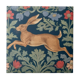 Carreau Lièvre William Morris style gauche face à floral