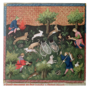 Carreau Lièvres de la chasse fol.92 de Mme Fr 616, du
