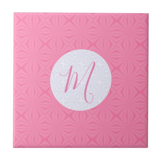 Carreau Light Pink Squiggly Squares Personalized Initial  (Devant)