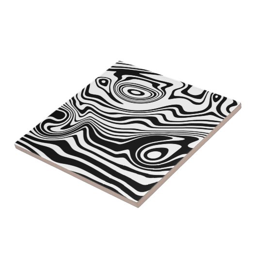 Carreau Lignes Abstraites en noir et blanc déformées - per (Côté)