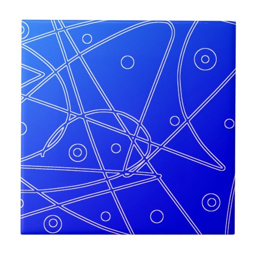 Carreau Lignes bleues Art Abstrait Cercles Minimalisme (Devant)