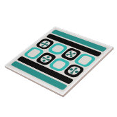 Carreau Lignes Carrés Retro Atomic Art Turquoise (Côté)