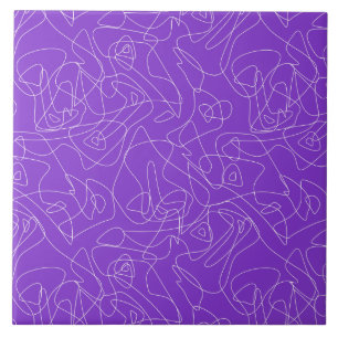Carreau lignes courbes abstraites blanches sur fond violet