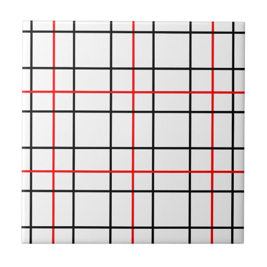 Carreau Lignes de grille noire rouge Conception de plis (Devant)