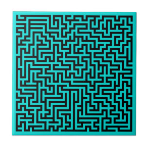 Carreau Lignes de labyrinthe noir turquoise