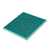 Carreau Lignes de labyrinthe noir turquoise (Côté)