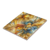 Carreau Lignes et cercles fluides Aquarelle Abstraite doré (Côté)