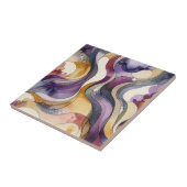 Carreau Lignes fluides couleur abstraite violette et dorée (Côté)