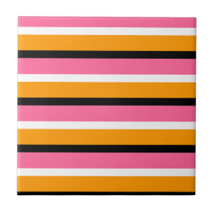 Carreau Lignes horizontales en bandes orange rose