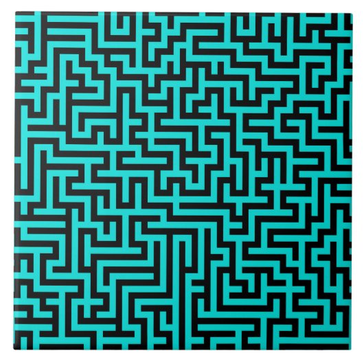 Carreau Lignes turquoise de Maze noir (Devant)