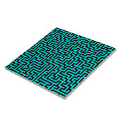 Carreau Lignes turquoise de Maze noir (Côté)