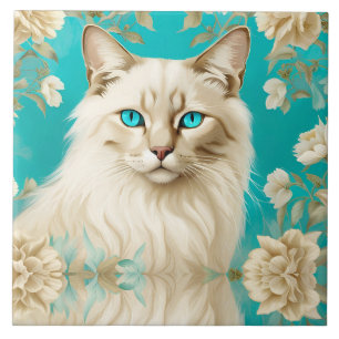 Carreau Lilac Lynx Point Siamese Portrait Art Anniversaire