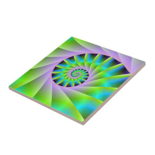 Carreau Lilac turquoise et tuile spirale verte