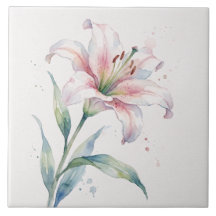 Lily Flower - Watercolor Painting Style Art