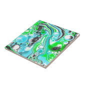 Carreau Lime Green et Aqua Blue Bubble Art Abstrait Cadeau (Côté)