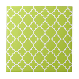 Carreau Lime Green White Quatrefoil