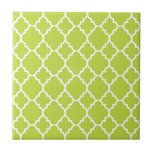 Carreau Lime Green White Quatrefoil (Devant)
