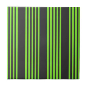 Carreau Lime vert et charbon de bois cinq bandes motif