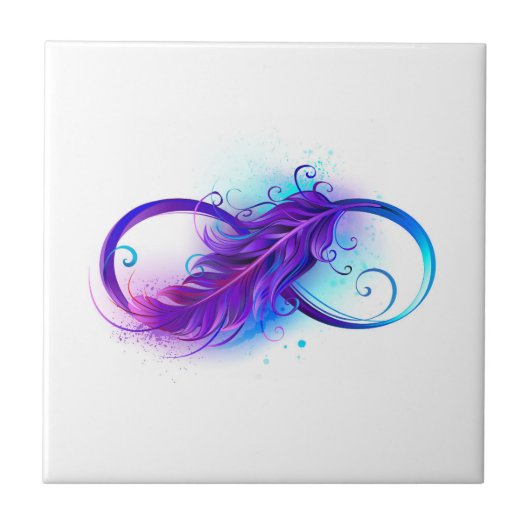 Carreau L'infini avec plume violette (Devant)