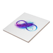 Carreau L'infini avec plume violette (Côté)