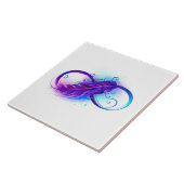 Carreau L'infini avec plume violette (Côté)