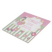 Carreau L'information de naissance - cigogne rose de bébé (Côté)