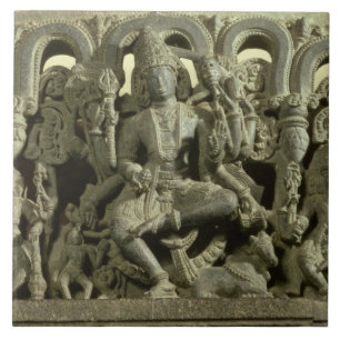 Carreau Linteau dépeignant la trinité : Siva, Brahma et