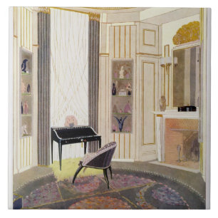 Carreau L'intérieur avec des meubles a conçu par Ruhlmann,