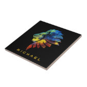 Carreau Lion abstrait couleur art roi couronne pour hommes (Côté)