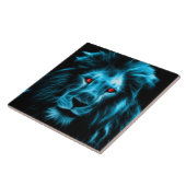 Carreau Lion bleu frais avec le portrait d'yeux bleus (Côté)