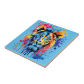 Carreau Lion coloré drôle d'aquarelle (Côté)