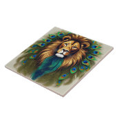 Carreau Lion et plumes de paon (Côté)