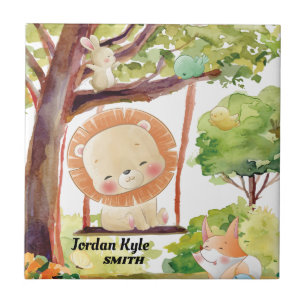 Carreau Lion, Renard, Lapin et Oiseaux Brut Nature