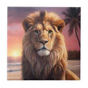 Carreau Lion sur la plage