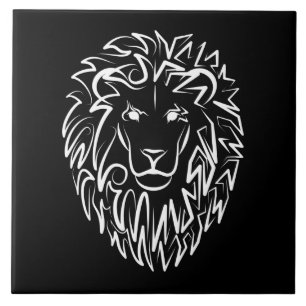 Carreau Lion tribal noir et blanc