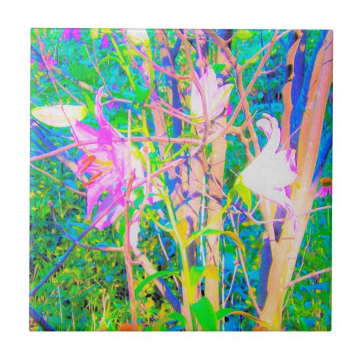 Carreau Lis abstraits orientaux dans mon jardin Rubio (Devant)