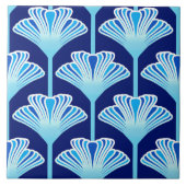 Carreau Lis d'art déco, bleu de cobalt, Aqua et blanc (Devant)