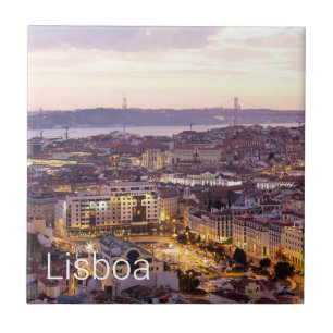 Carreau Lisbonne Portugal Sunset Skyline Cityscape Souveni
