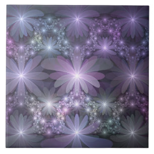 Carreau Lit de fleurs tendance brillant art fractal abstra