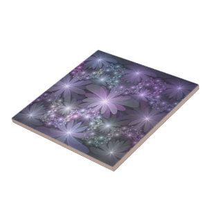 Carreau Lit de fleurs tendance brillant art fractal abstra