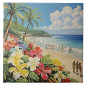 Carreau lithographe vintage art tropical (Devant)