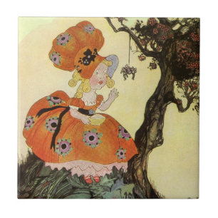 Carreau Little Miss Muffet & Spider, Vintage Mère Goose