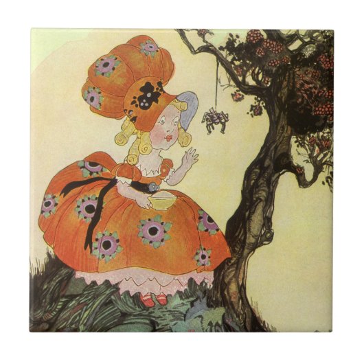 Carreau Little Miss Muffet & Spider, Vintage Mère Goose (Devant)