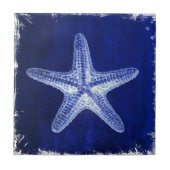 Carreau littoral chic plage rustique nautique bleu étoile (Devant)