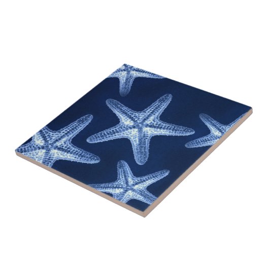 Carreau littoral chic plage rustique nautique bleu étoile (Côté)