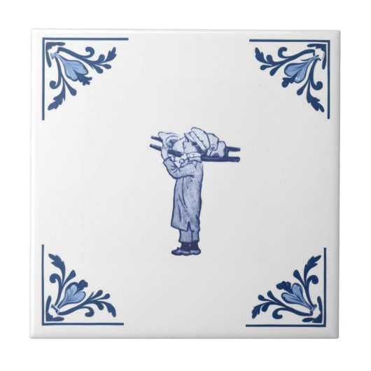 Carreau Livraison vintage Boucher Boy Delft Bleu & Blanc (Devant)