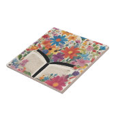 Carreau Livre ouvert avec Fleurs aquarelles (Côté)