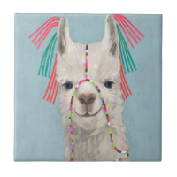 Llama ornée - Blanc